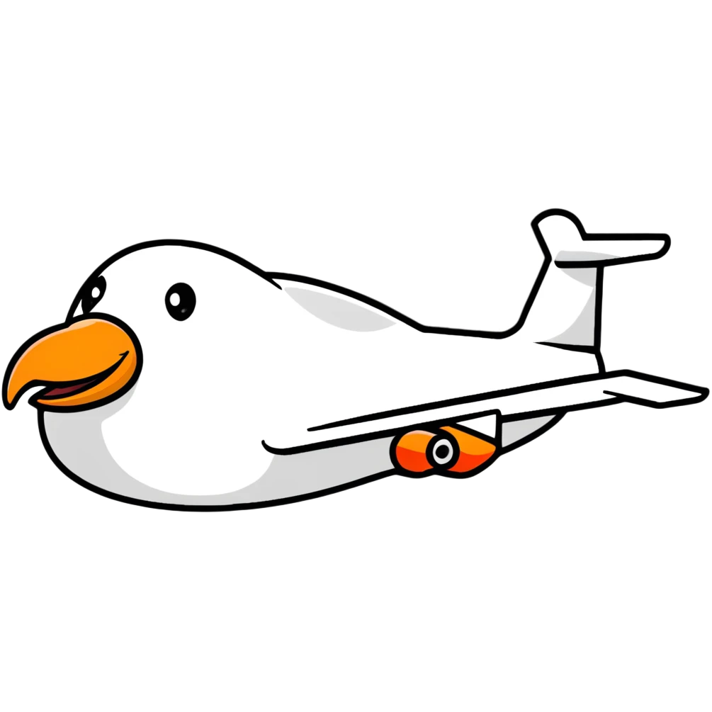 goose shaped like an airplane, airplane with goose features emoji