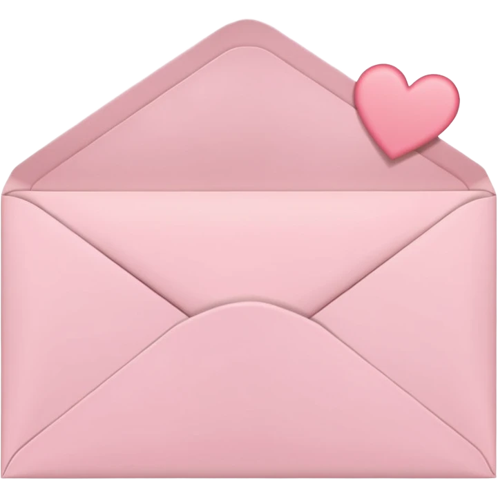 cute pastel pink envelope, paper peeking out, with a heart seal emoji