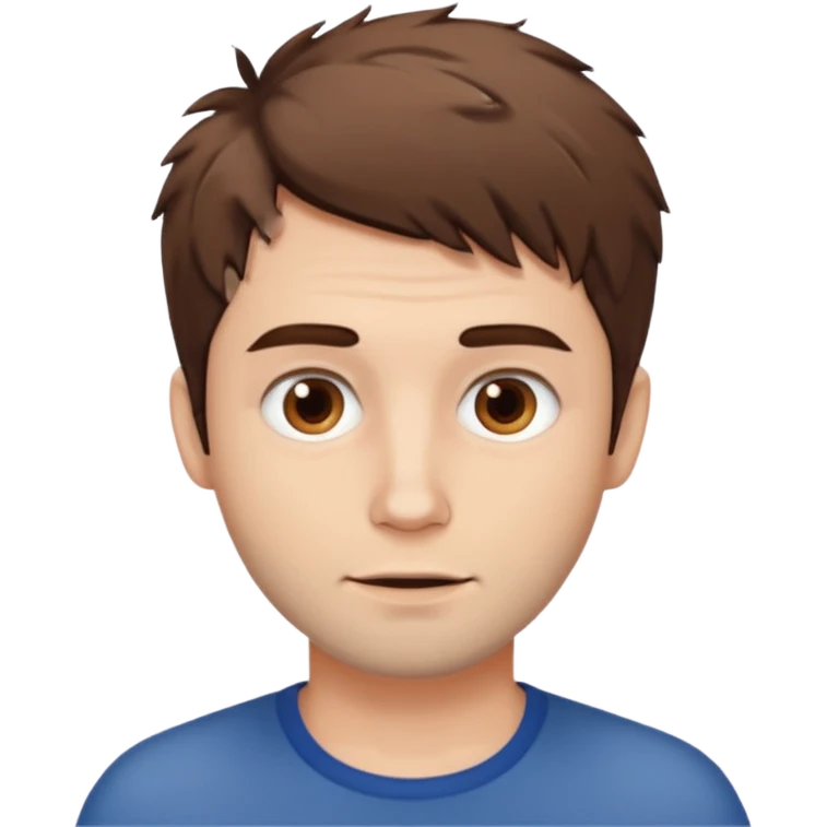 Create an emoji of a man with white skin and short brown but slightly messy hair emoji