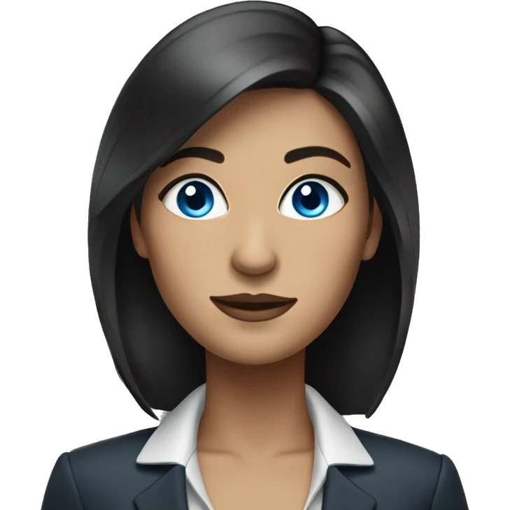 businesswoman with dark hair and blue eyes emoji