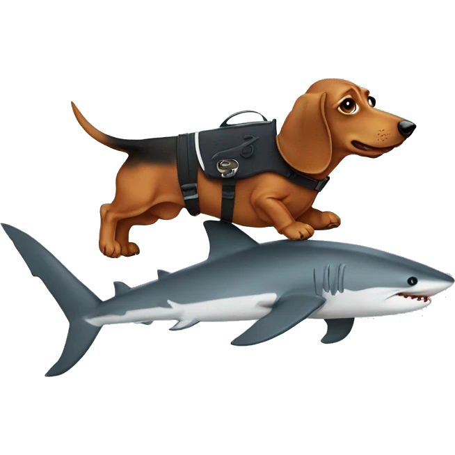 dachshund riding on a sharks back emoji