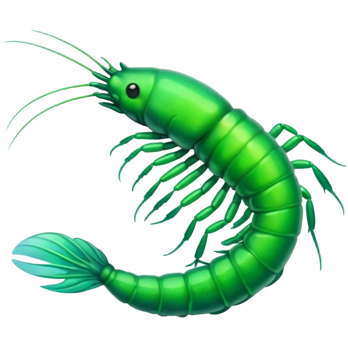 emoji of a headless glowing green shrimp emoji