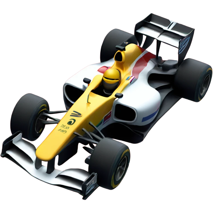 a formula 1 car with vroom vroom written on it emoji