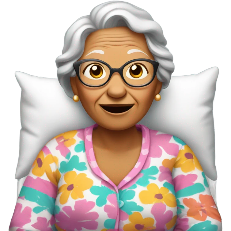 Grandma in pajamas in bed emoji