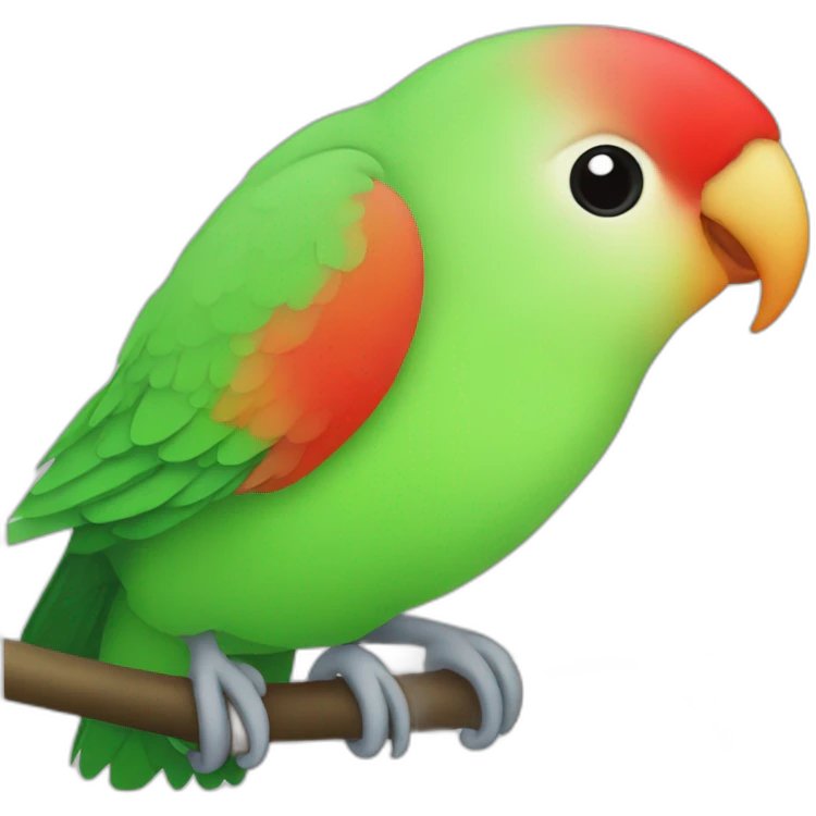 Lovebird green body red beak with black head emoji