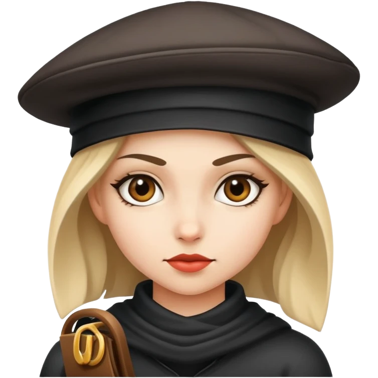 Девушка воришка с шапкой  emoji