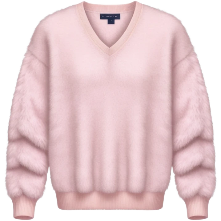 Powder pink shaggy, cashmere v-neck pullover emoji
