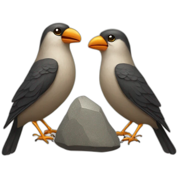 two birds and a rock emoji