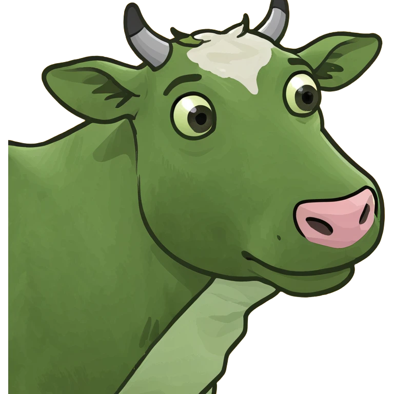 Cow eating pink slop emoji