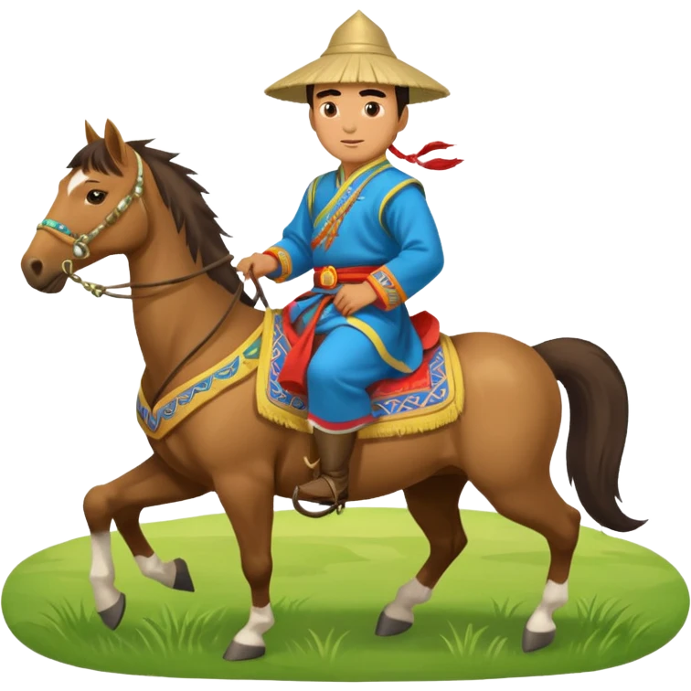 mongolian man on horse full body emoji
