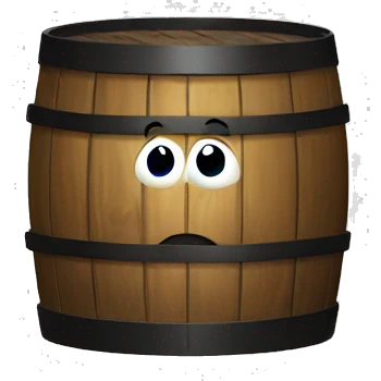 barrel of oil with eyes, mouth and hands emoji