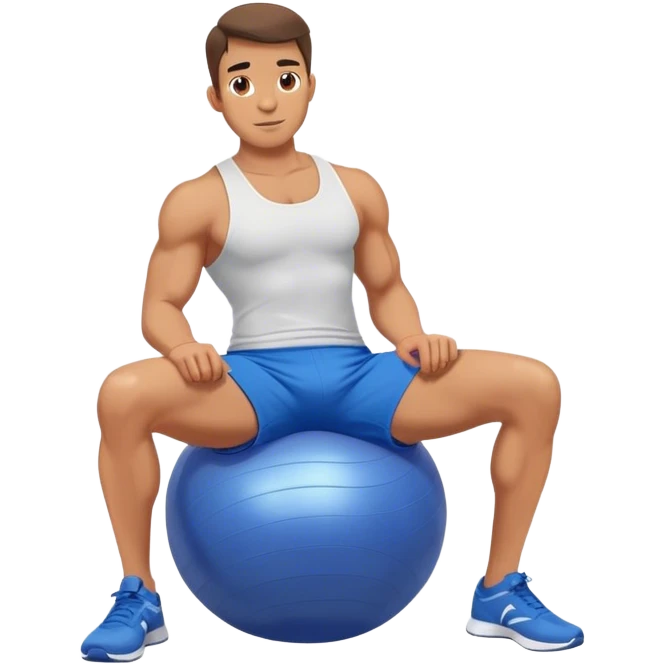 fit man with blue shorts stability ball exercises emoji