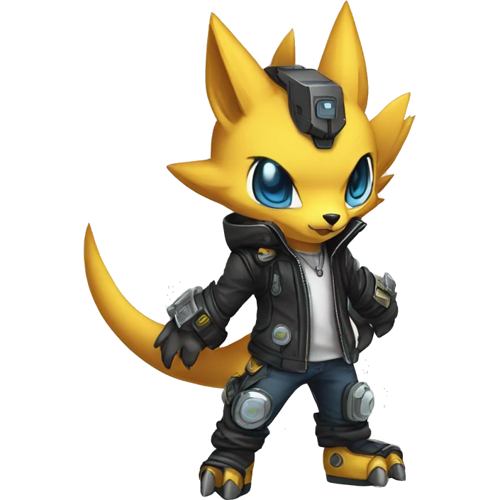 cute cool edgy futuristic punk Digimon-Fakemon-animal full body emoji