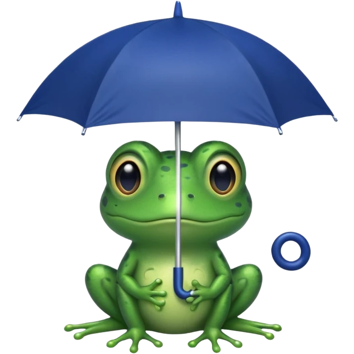 Frog hold dark blue umbrella emoji