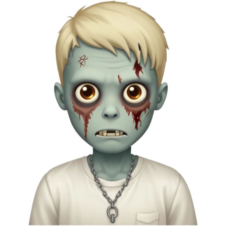 zombie boy with locks hair and white shirt emoji