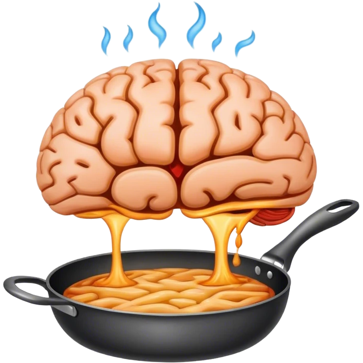 brain siziling n a frying pan emoji