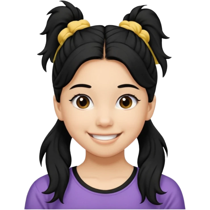 Teen girl with scrunchie ponytail black hair emoji