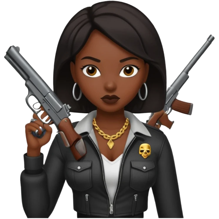 A sexy black female gang member with a gun emoji