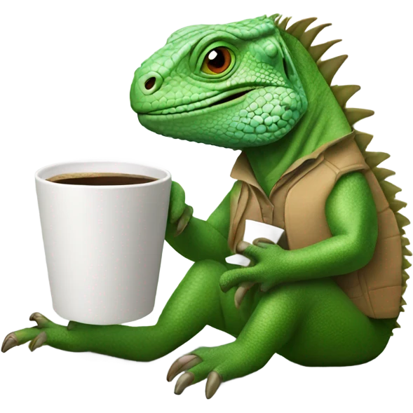 Iguana drinking coffe  emoji