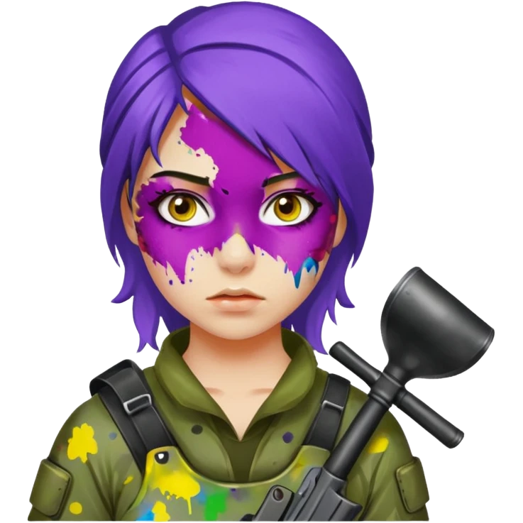 paintball player face girl emoji