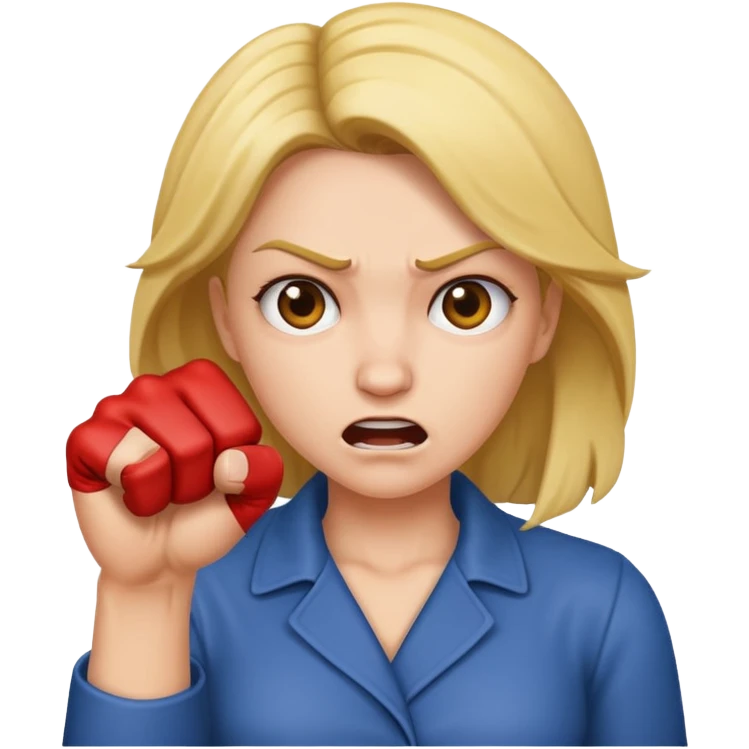 Mad woman showing her fist towards me  emoji