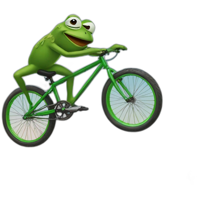 Pepe frog bicycle jump emoji