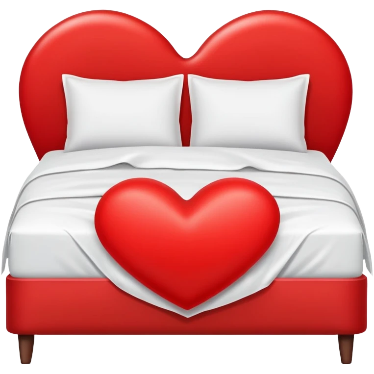 double bed with a large red heart replacing the headboard emoji