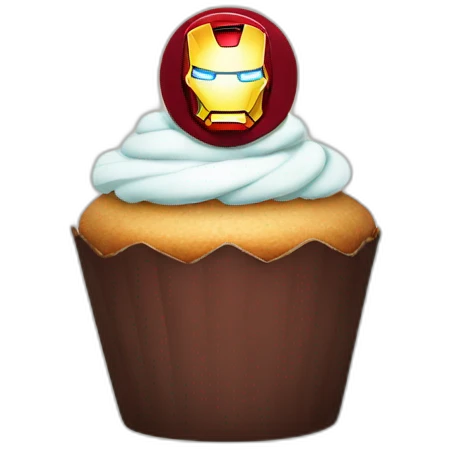 Happy cupcake with iron man on top emoji