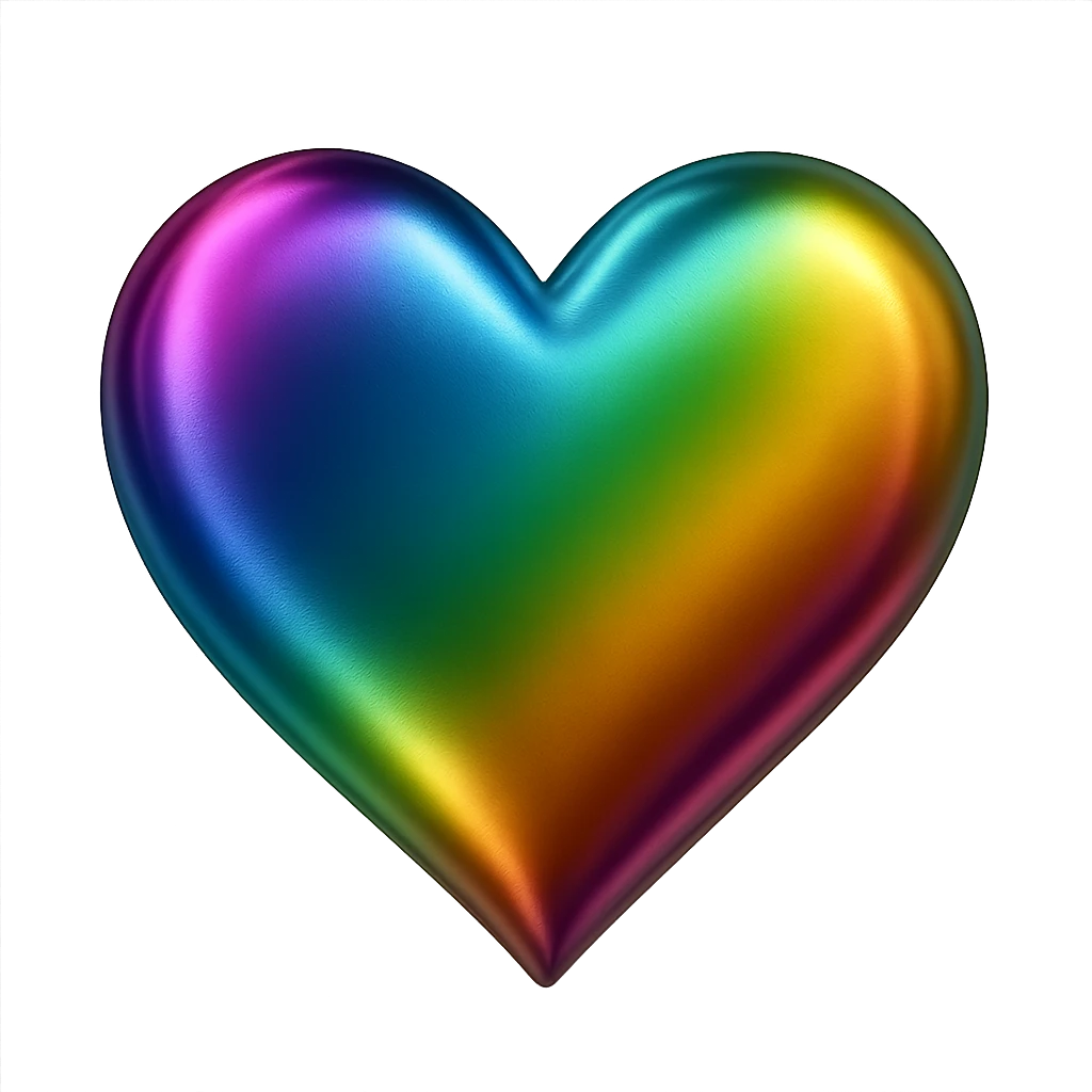 heart with a metallic rainbow sheen emoji