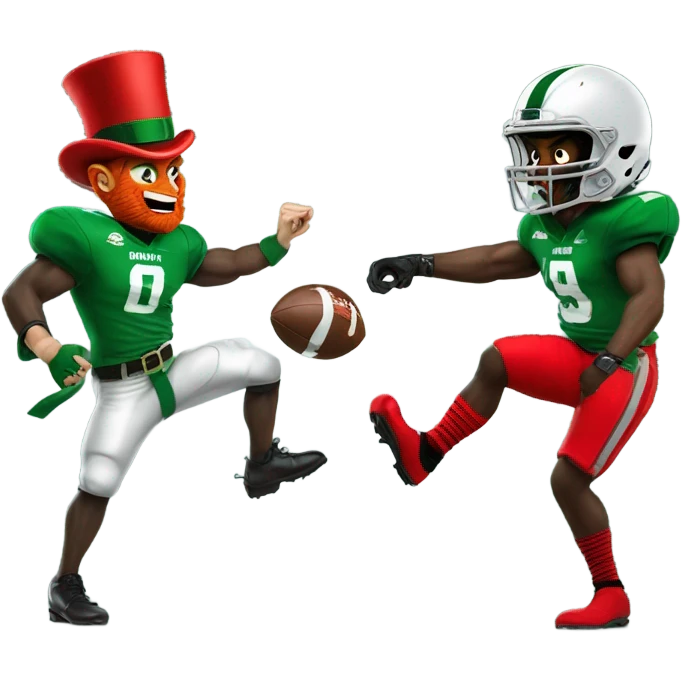 Leprechaun fighting Ohio state football player emoji