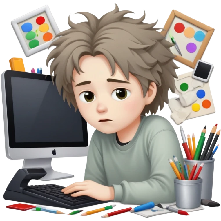 lazy artist sleepy at computer emoji