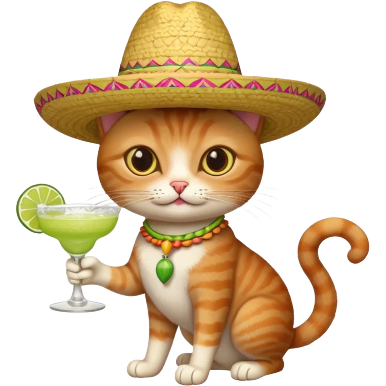 cat with sombrero and margarita emoji