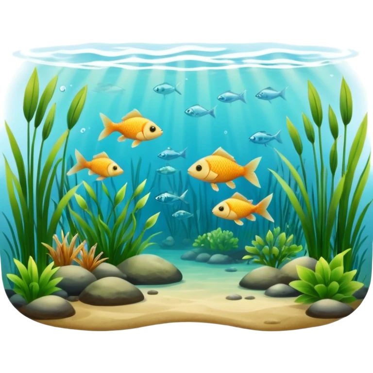 real lake landscape with fish emoji