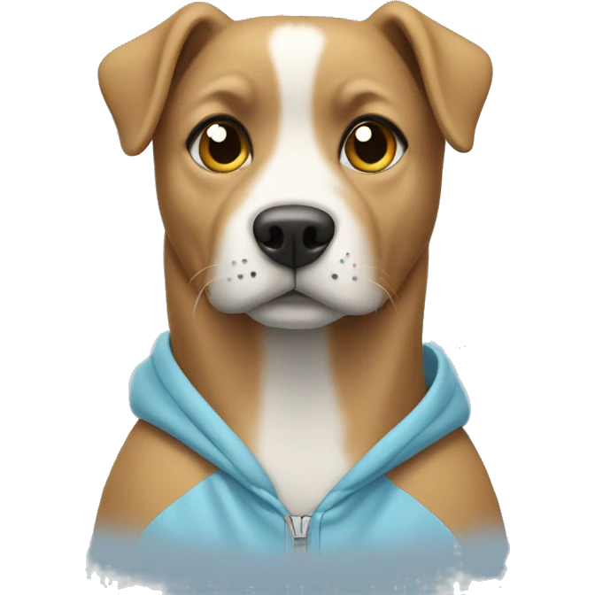 Dog wearing a light blue hoodie emoji