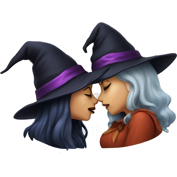 Two kissing witches emoji