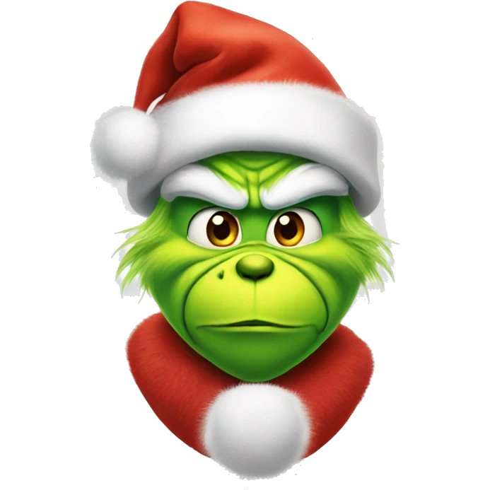 Grinch wearing Santa hat emoji