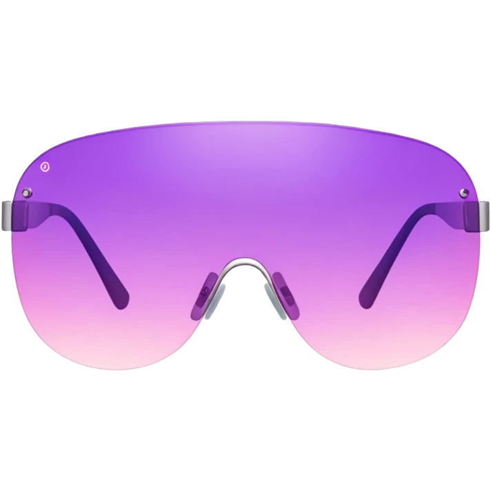 gradient pink to purple frameless visor sunglasses, Y2K aesthetic, single lens design emoji