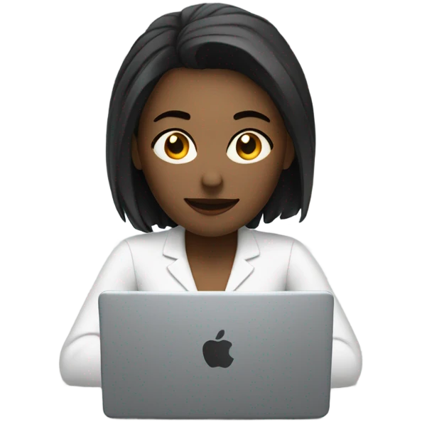 white skin woman looking at her computer emoji
