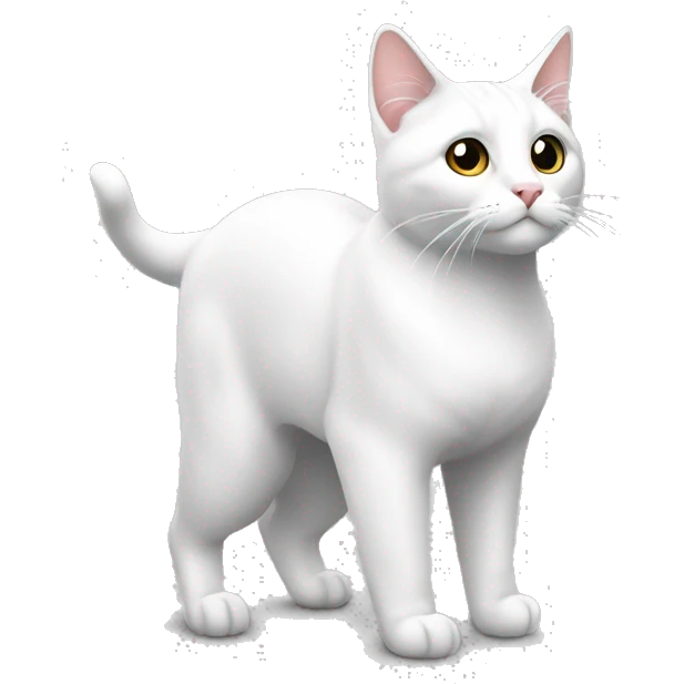Gato blanco y en la cabesa una mancha color negro emoji