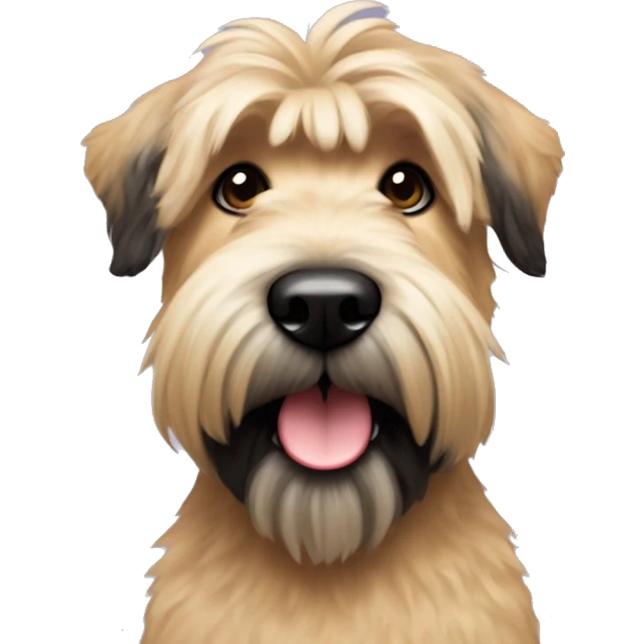 Wheaten terrier with long fluffy hair, black ears and black chin emoji
