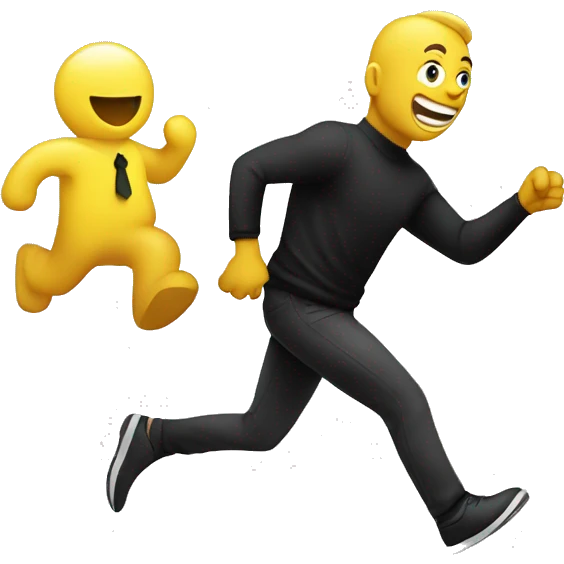 Yellow man in all black running with bag of money emoji