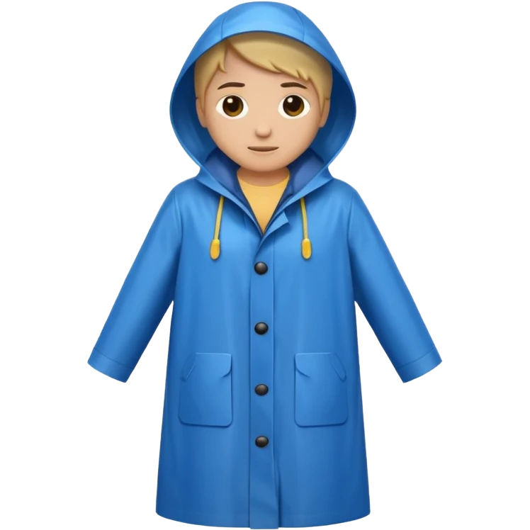 blue raincoat, just rain coat, negative: object. emoji
