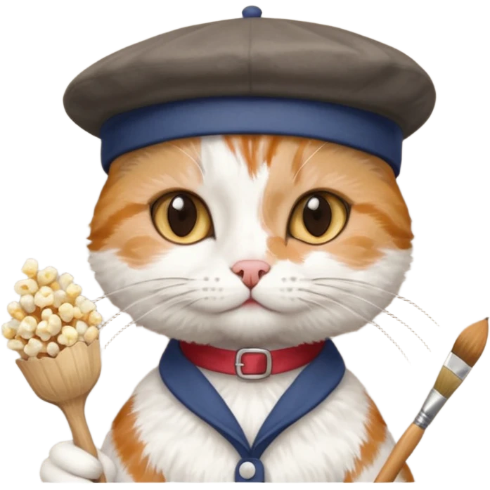 A cat that is an artist similar to the "meow_popcorn" emoji emoji