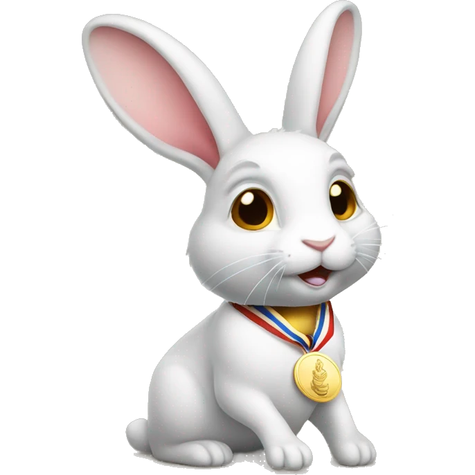Rabbit with gold medal emoji
