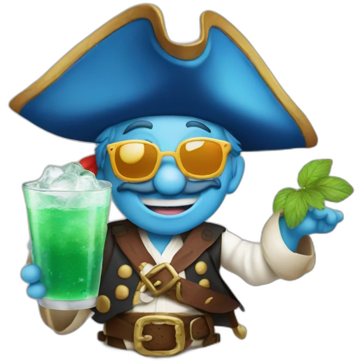 pirate Papa Smurf drinking mojito emoji