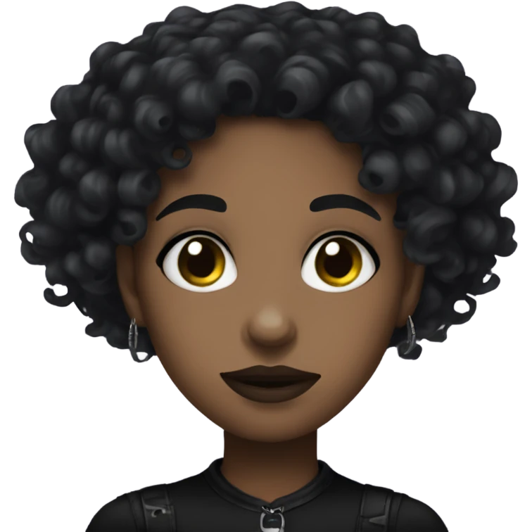 Black goth girl curly hair emoji