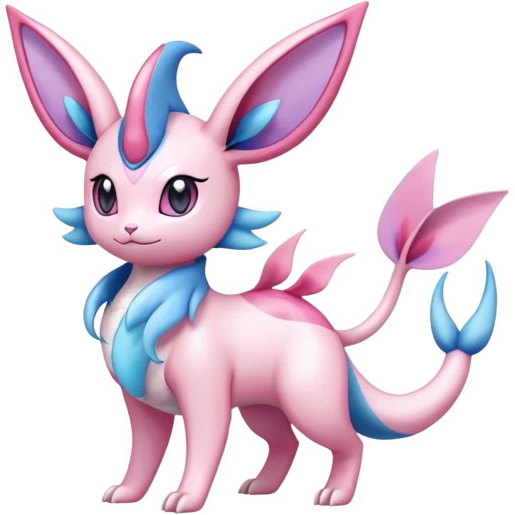 Shiny Cute Milotic-Sylveon-Espeon-Vaporeon-Dragonair-Pokémon-hybrid-fusion full body emoji