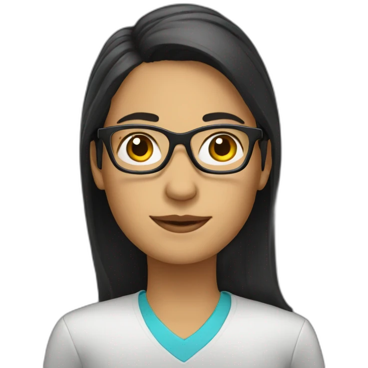 teacher with dark hair in glasses  emoji