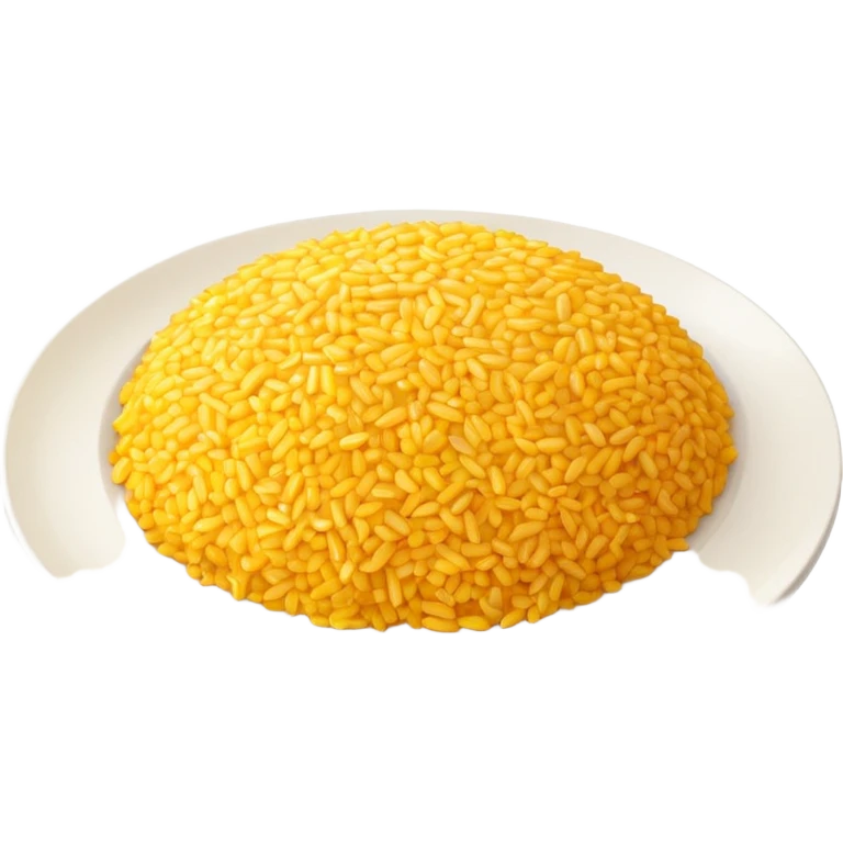 yellow rice on a white flat plate as pixel art emoji