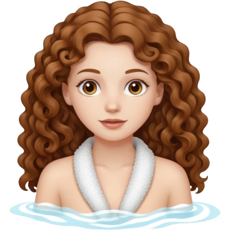 pale white girl with long brown curly hair spa day emoji
